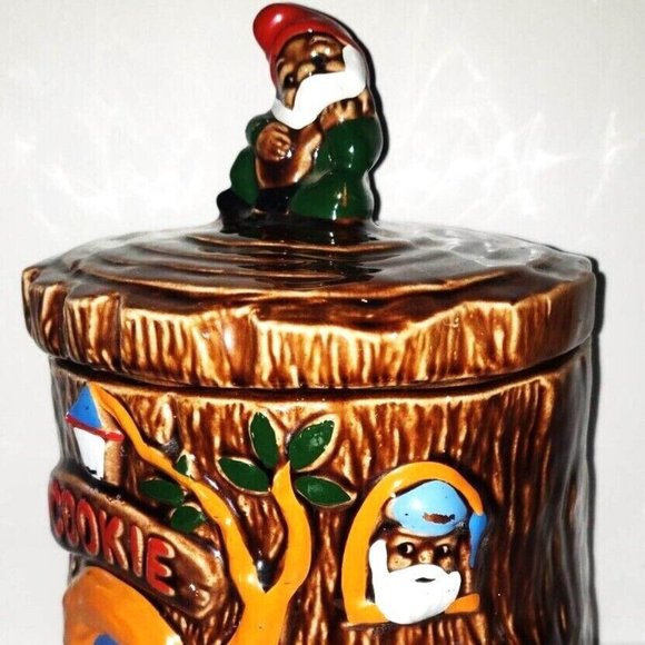 Rare Circa 1960's Vintage Gnome on a Tree Cookie Jar Collectibles - Picture 2 of 7